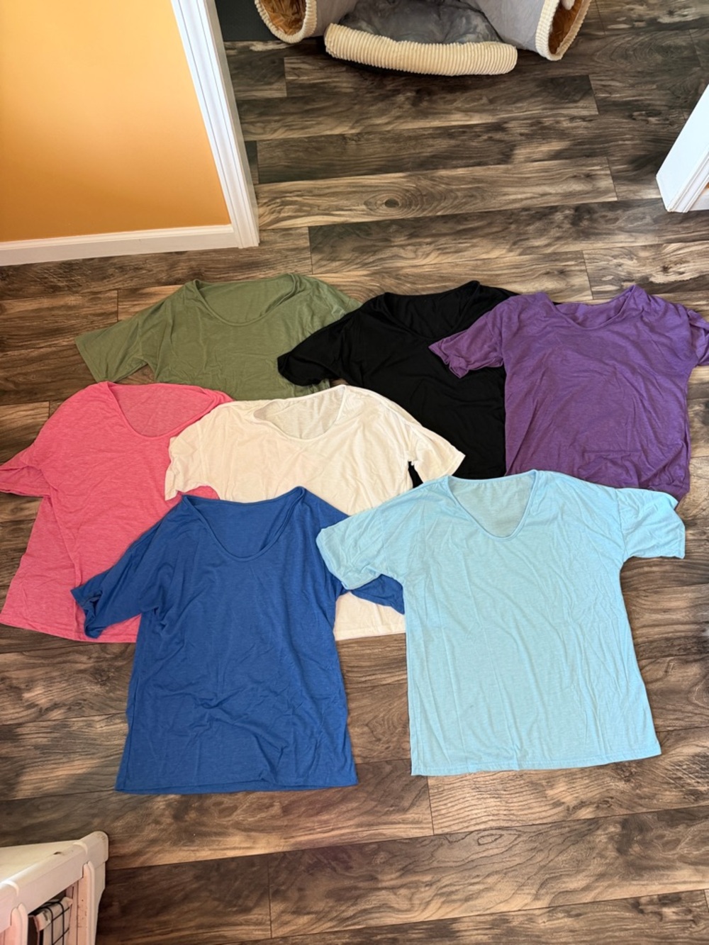 Lot of 7 V-Neck Solid Color Tees